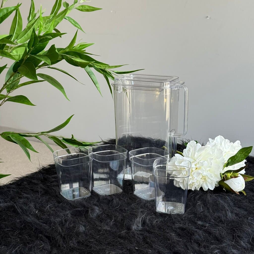 Durable Clear Water Pitcher Set With Cups 4