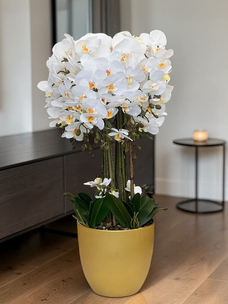 Orchid Artificial Flower Arrangement with Luxury Vase 3