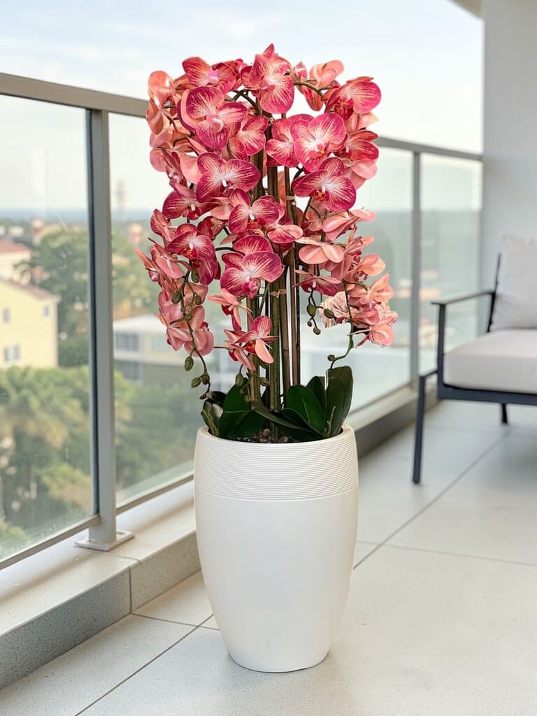 Luxury Blush Orchid Artificial Flower Arrangement with Decorative Vase 1
