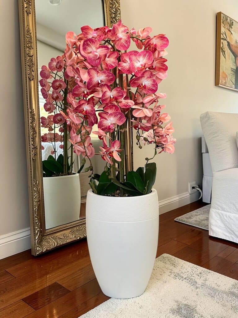 Luxury Blush Orchid Artificial Flower Arrangement with Decorative Vase 2
