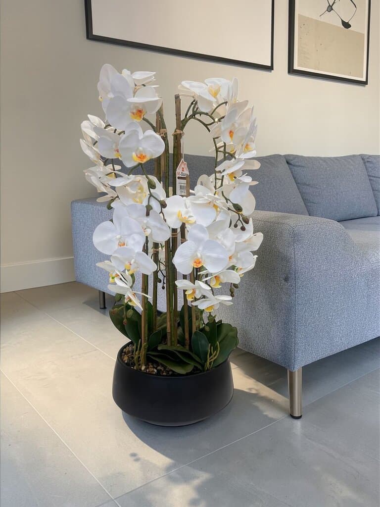 Luxury Orchid Artificial Flower with Decorative Vase - White & Blush Pink 5