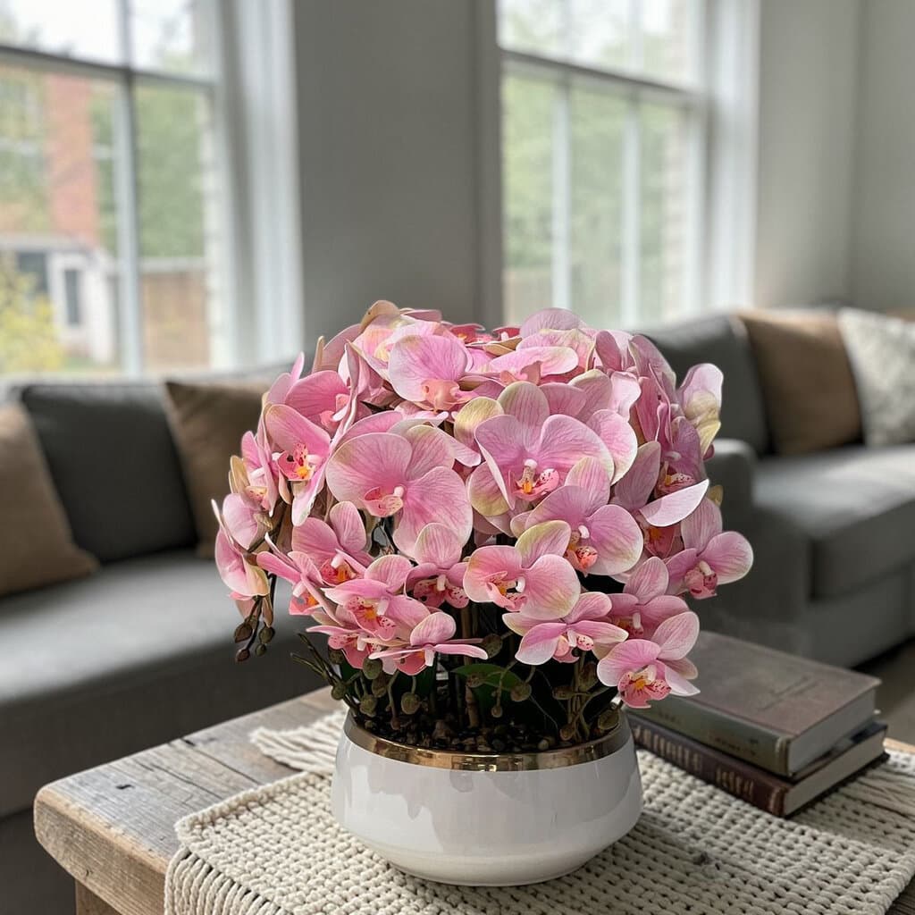 Elegant Orchid Artificial Flower with Decorative Vase 2