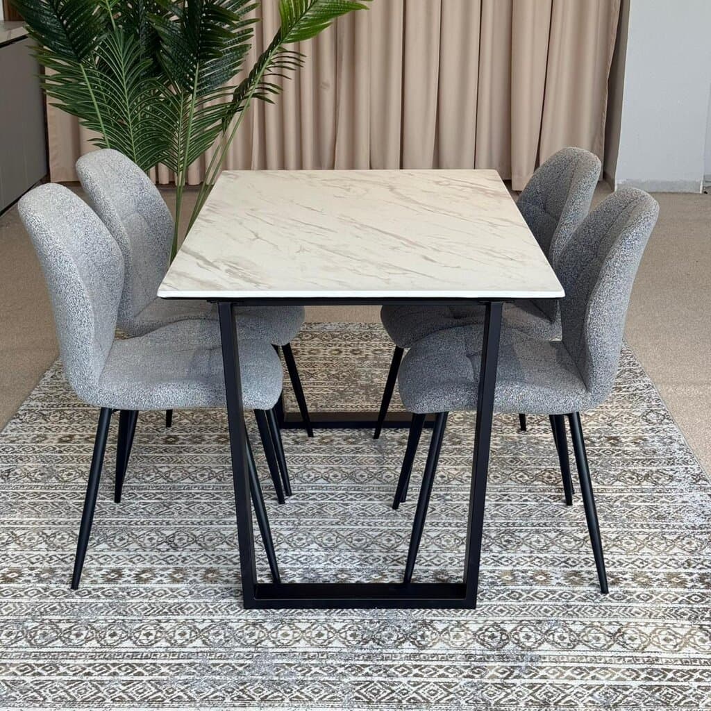 Ruzan Modern Chairs with Egan Marble Luxury Dining Set 1