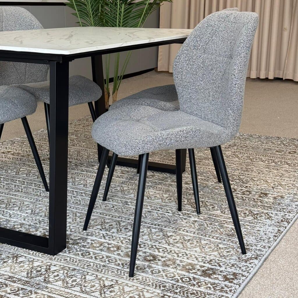 Ruzan Modern Chairs with Egan Marble Luxury Dining Set 2