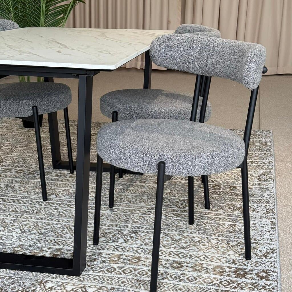 Egan Marble Table with Tina Modern Chair – Luxury Dining Set 2