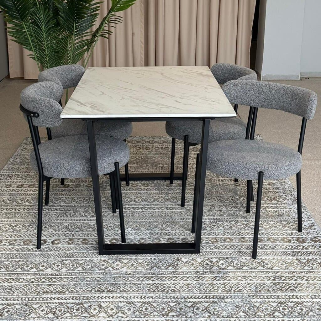 Egan Marble Table with Tina Modern Chair – Luxury Dining Set 3