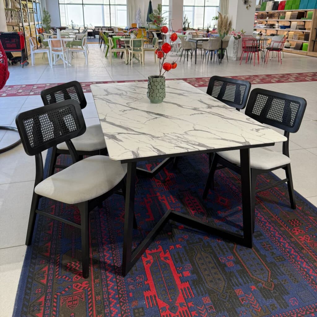 Vallen Versillia Table & Victoria ZAN Wood Chairs Indoor Set 1