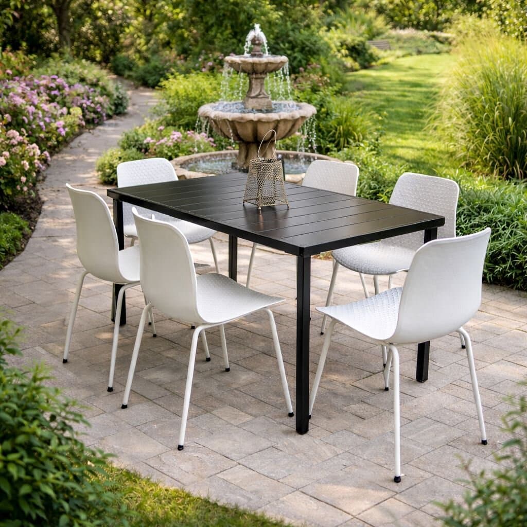Modern Chair & Nova Table Outdoor Furniture Set (Black & White) 1
