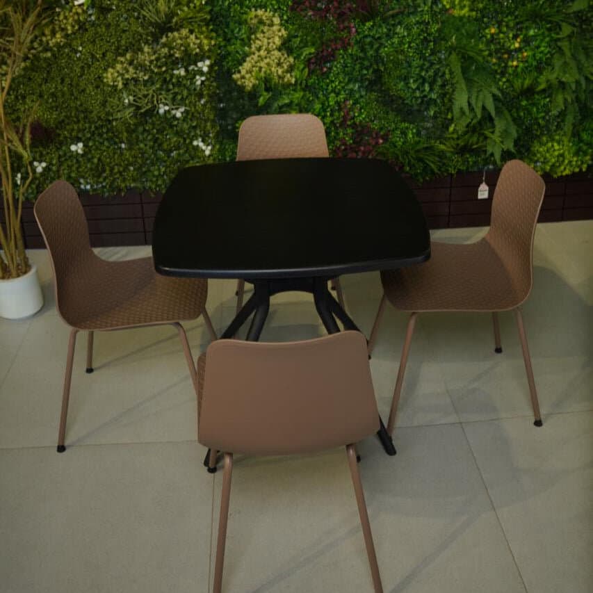 Modern Chair & Durable Square Table Outdoor Furniture Set 4