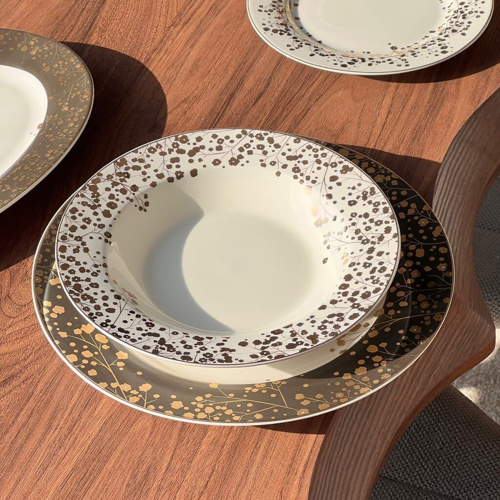 20PCS Golden Floral Dining Tableware Set 1