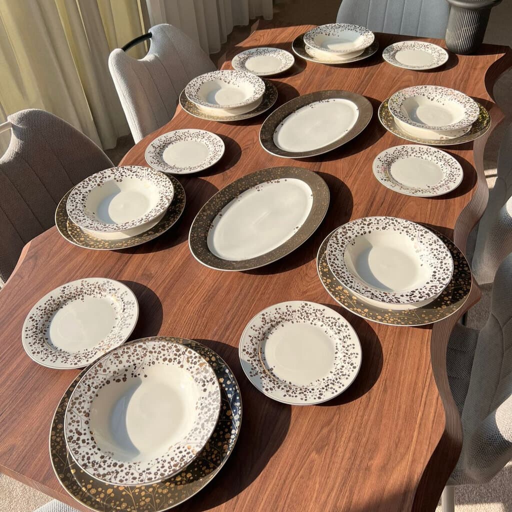 20PCS Golden Floral Dining Tableware Set 5