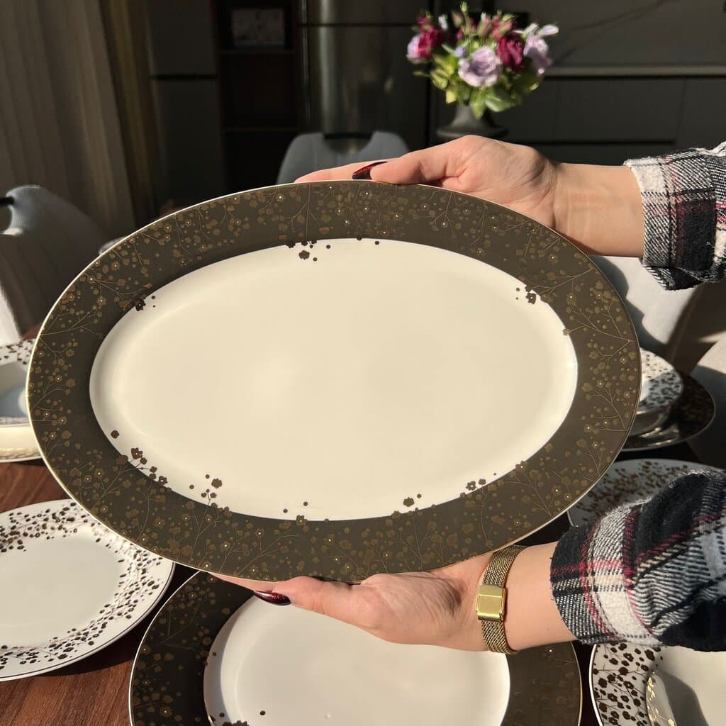 20PCS Golden Floral Dining Tableware Set 10