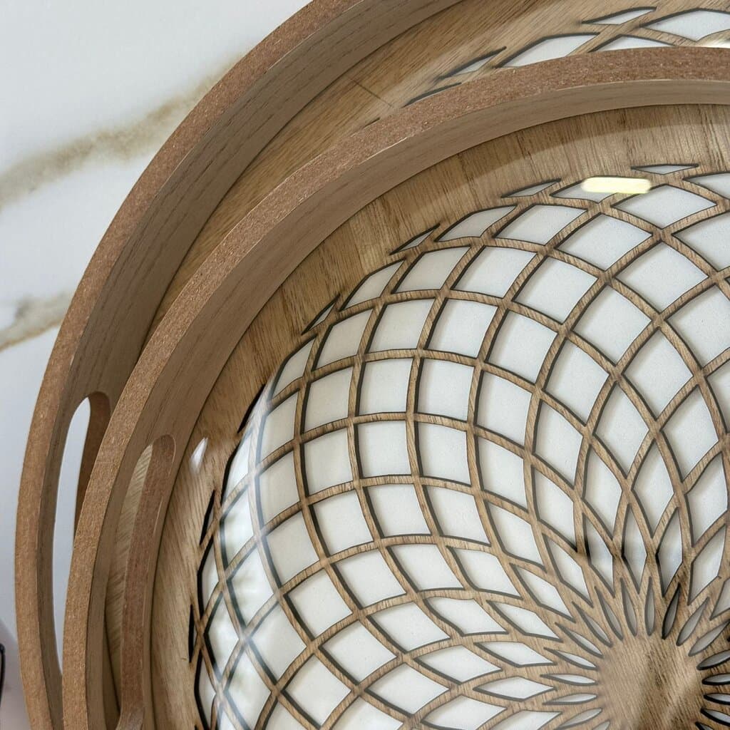 Round Wooden Serving Tray Set 3