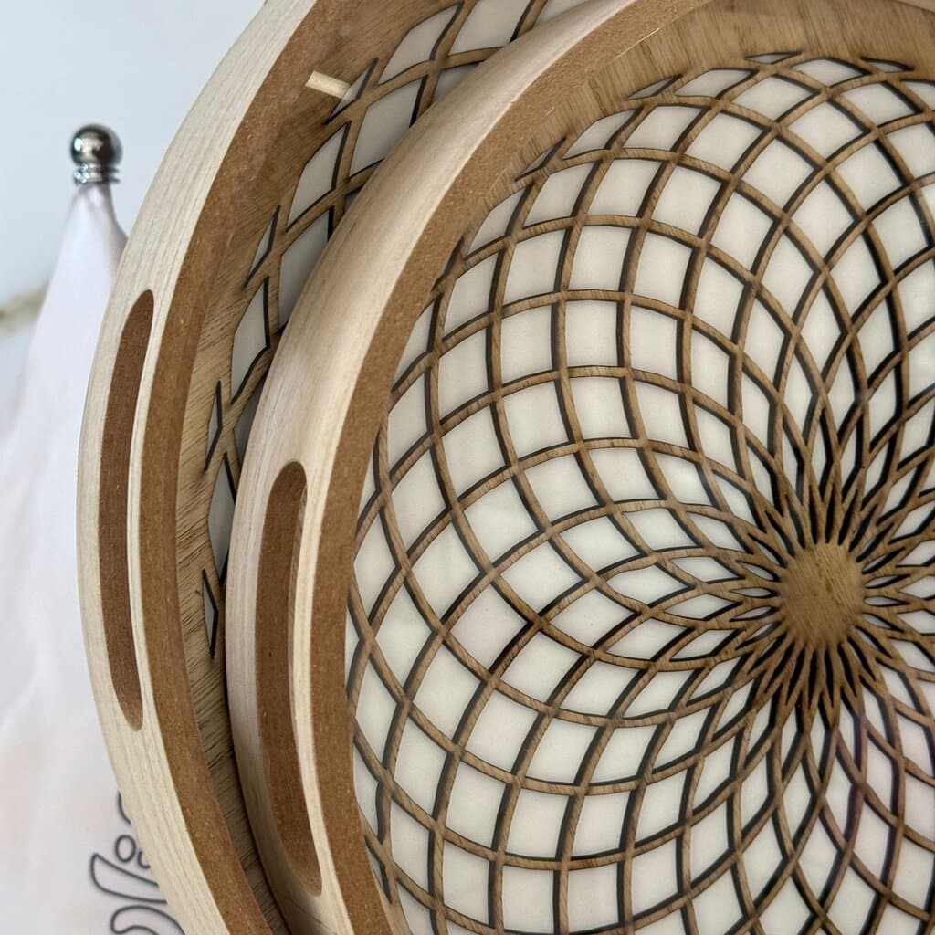 Round Wooden Serving Tray Set 5