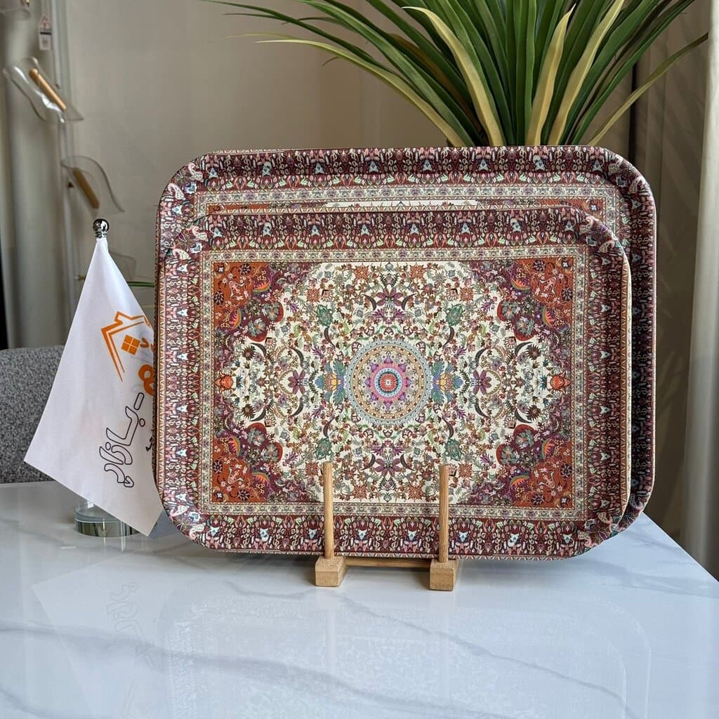 Royal Red Pattern Serving Tray - Set Of 2 1