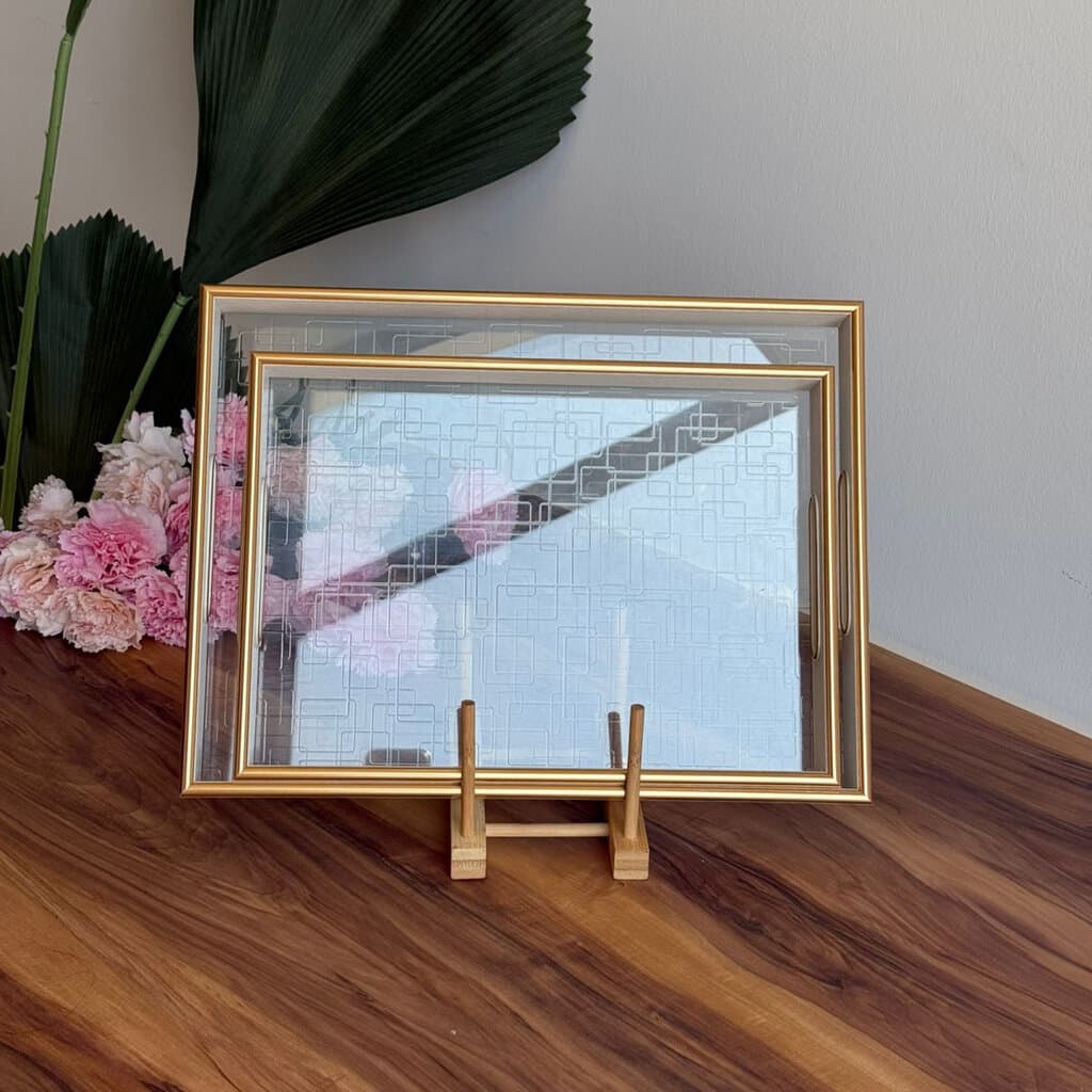 Sleek Gold Acrylic Accent Tray 1