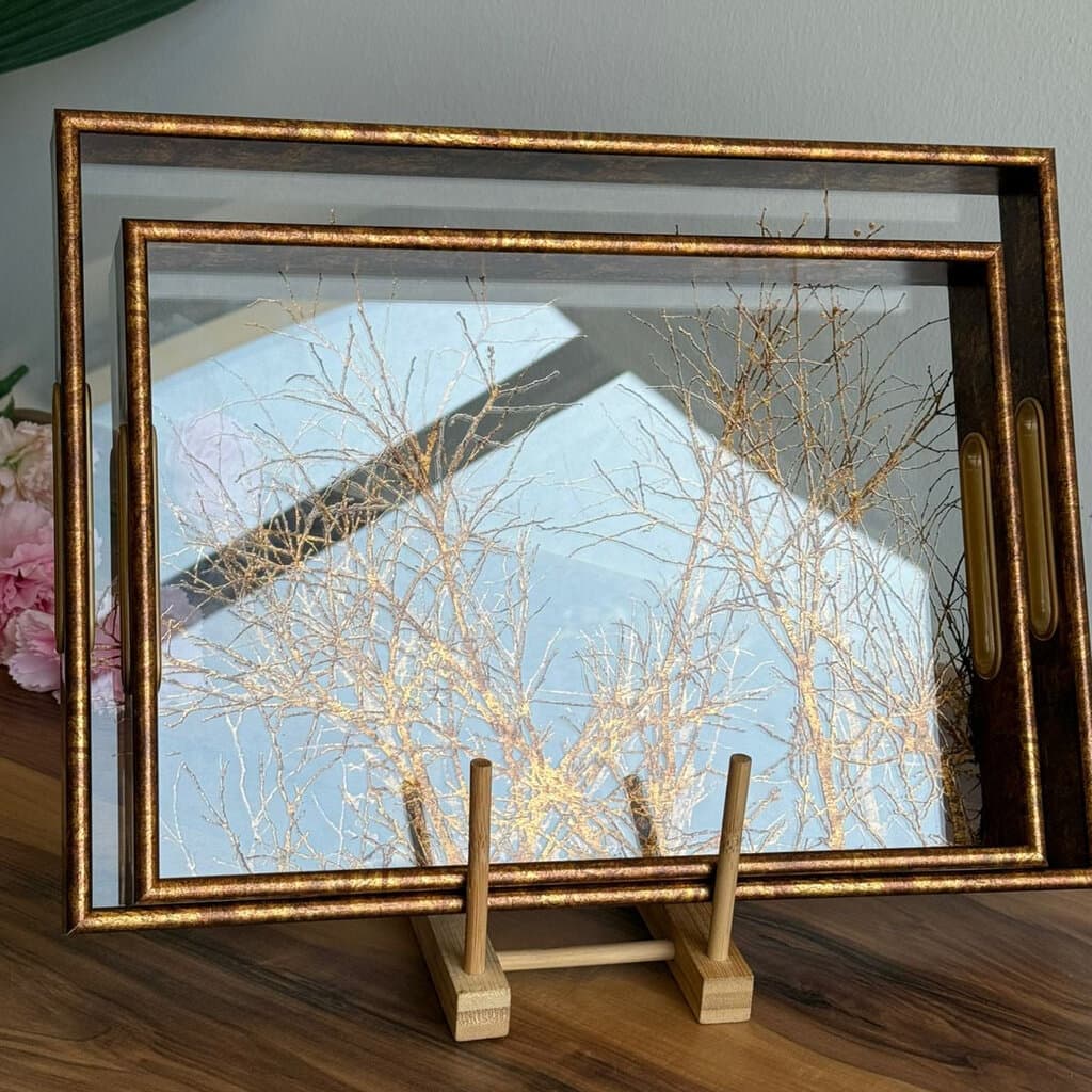 Golden Winter Tree Acrylic Serving Tray 1