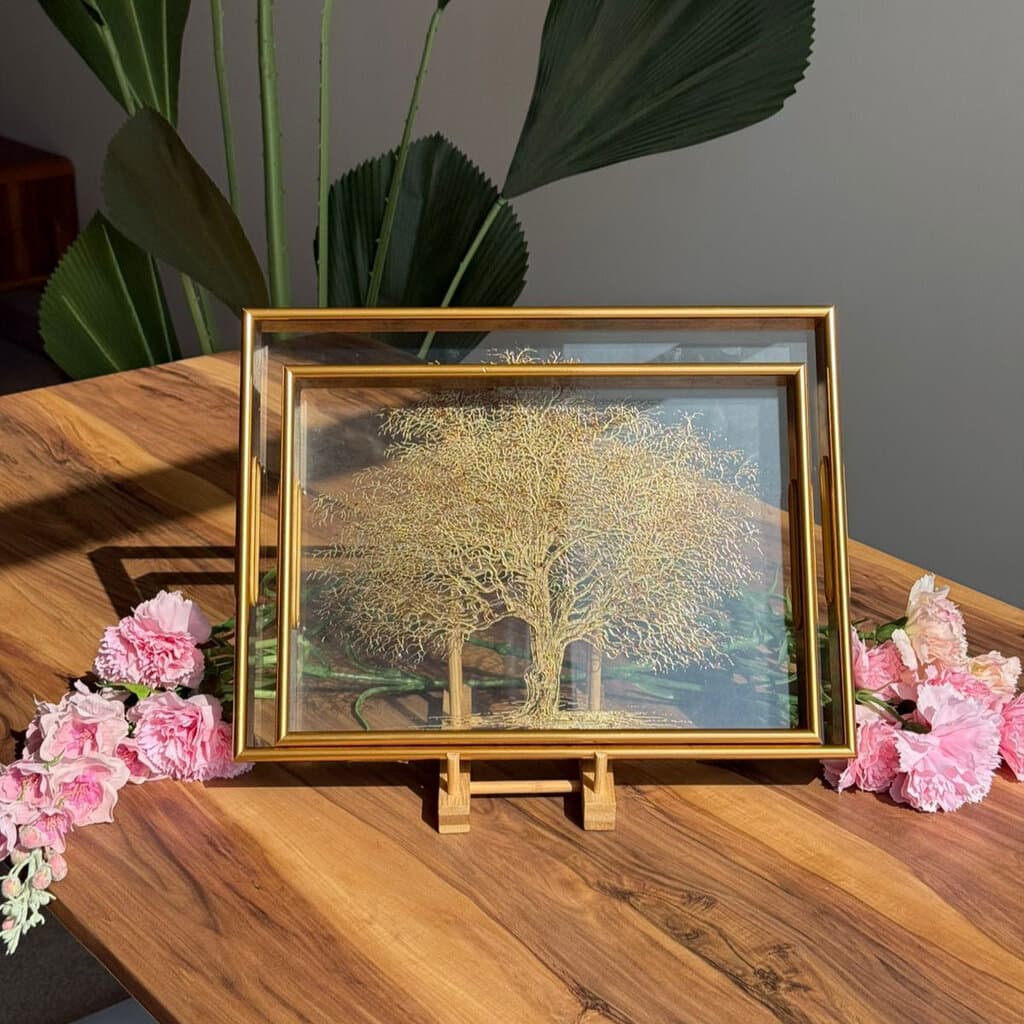 Luxury Serving Tray with Gold Tree Artwork 6