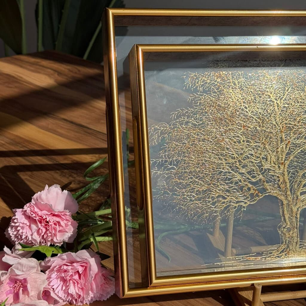 Luxury Serving Tray with Gold Tree Artwork 3