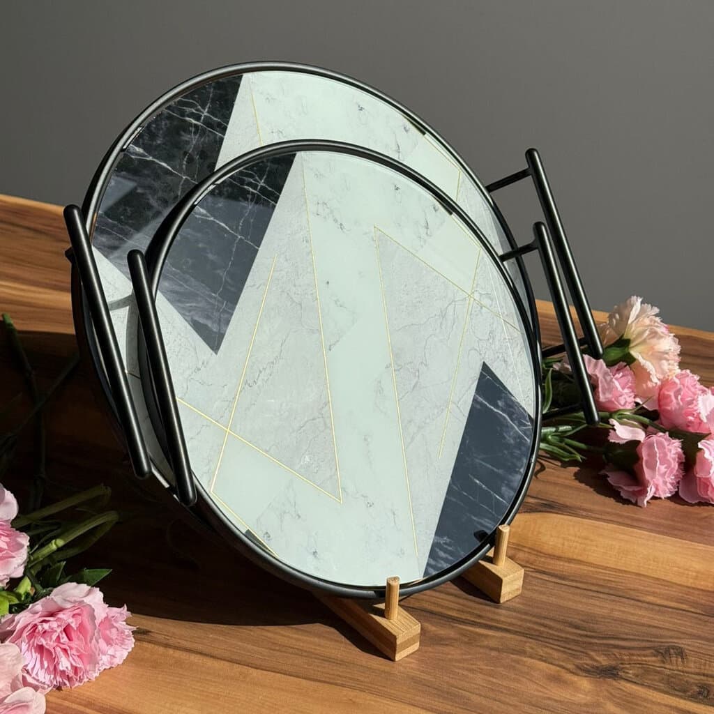 Round Marble Luxe Serving Tray - Set Of 2 4