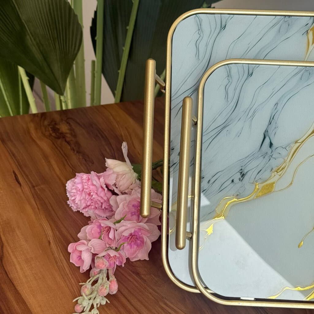 Marble Luxe Serving Tray - Set Of 2 3