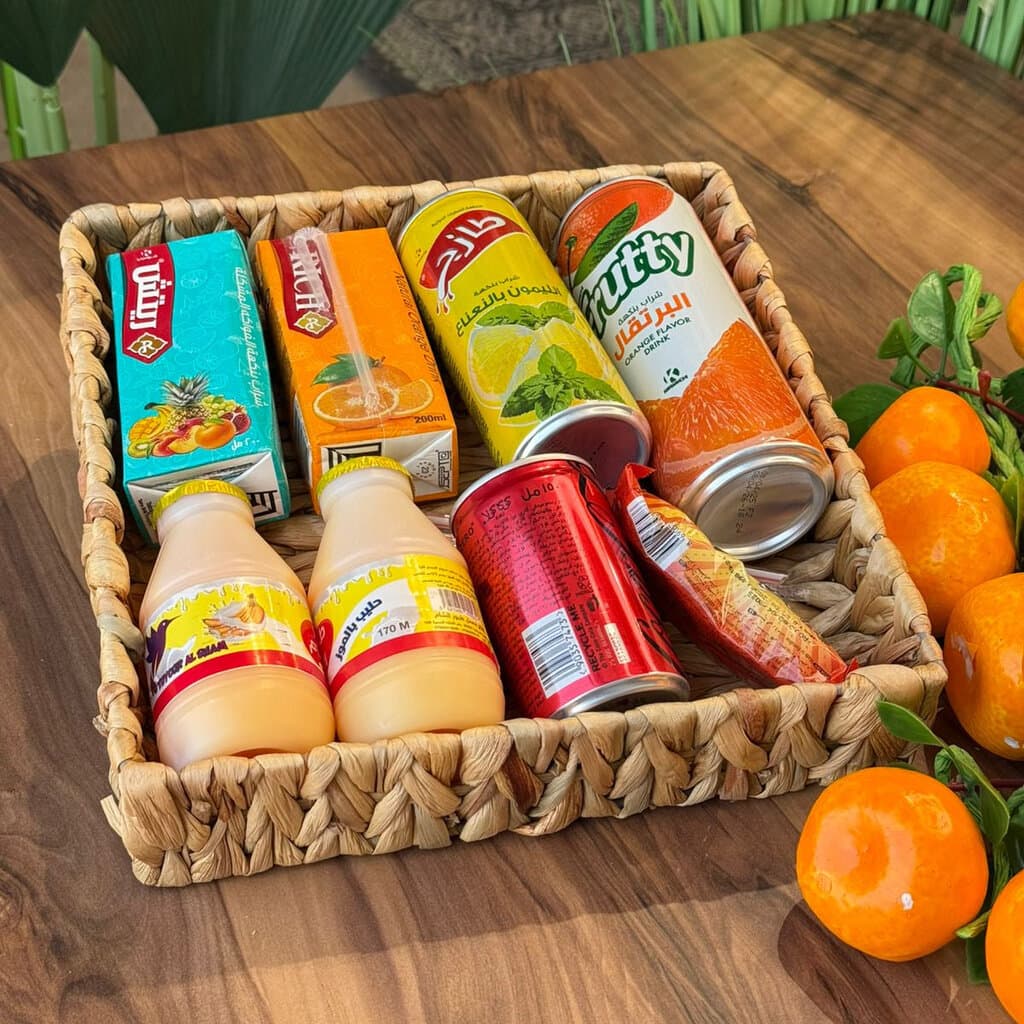 Natural Woven Square Tray & Basket Set 6