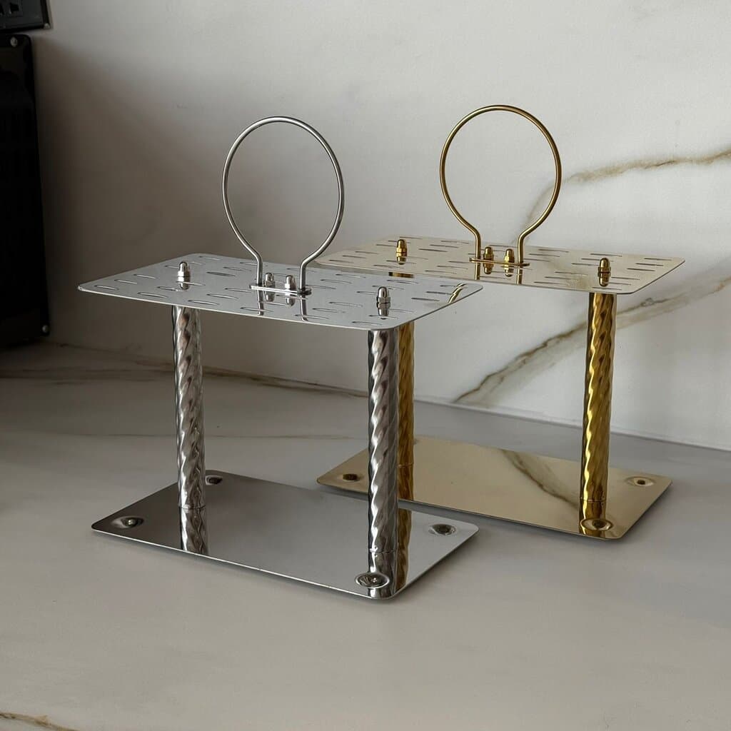 Luxury Gold Stainless Steel Cutlery Stand with Handle 7