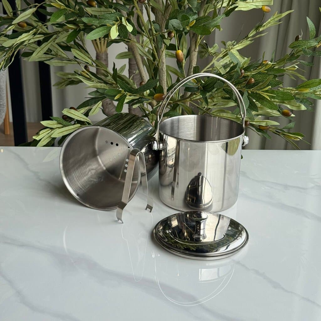 Stainless Steel Ice Bucket with Strainer & Lid 4