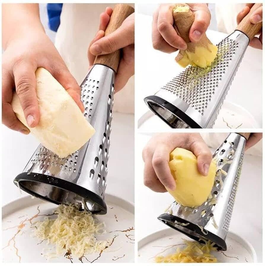 Multi-Purpose Stainless Steel Grater with Wooden Handle 7