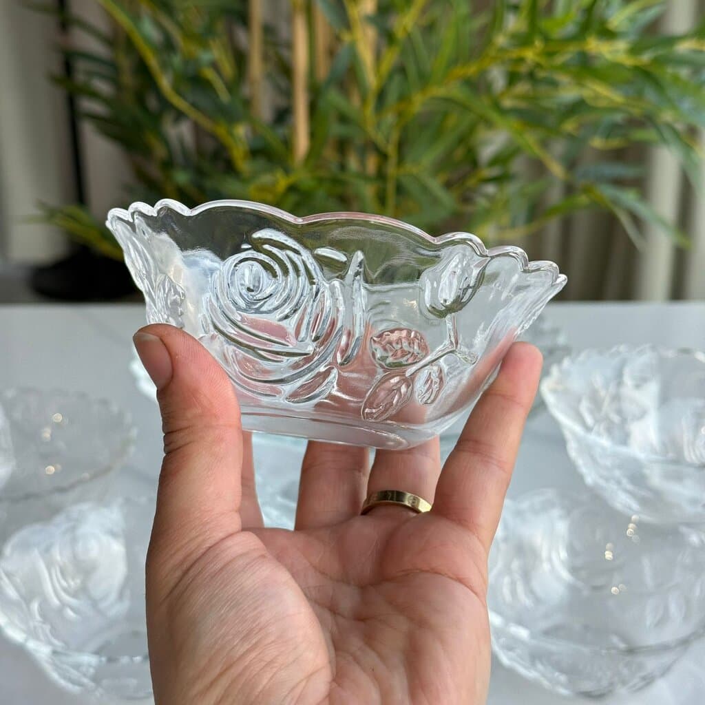 Elegant Glass Dessert & Salad Bowl Set 6