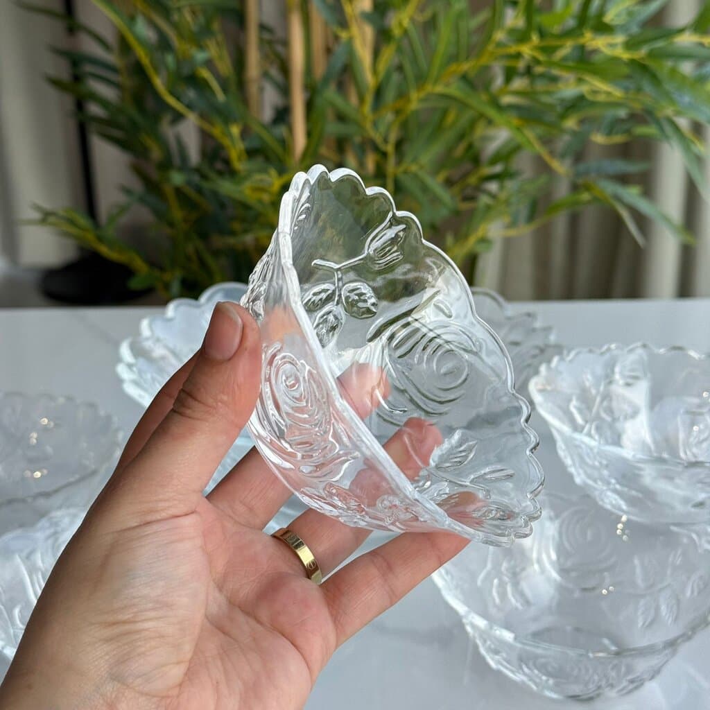 Elegant Glass Dessert & Salad Bowl Set 7