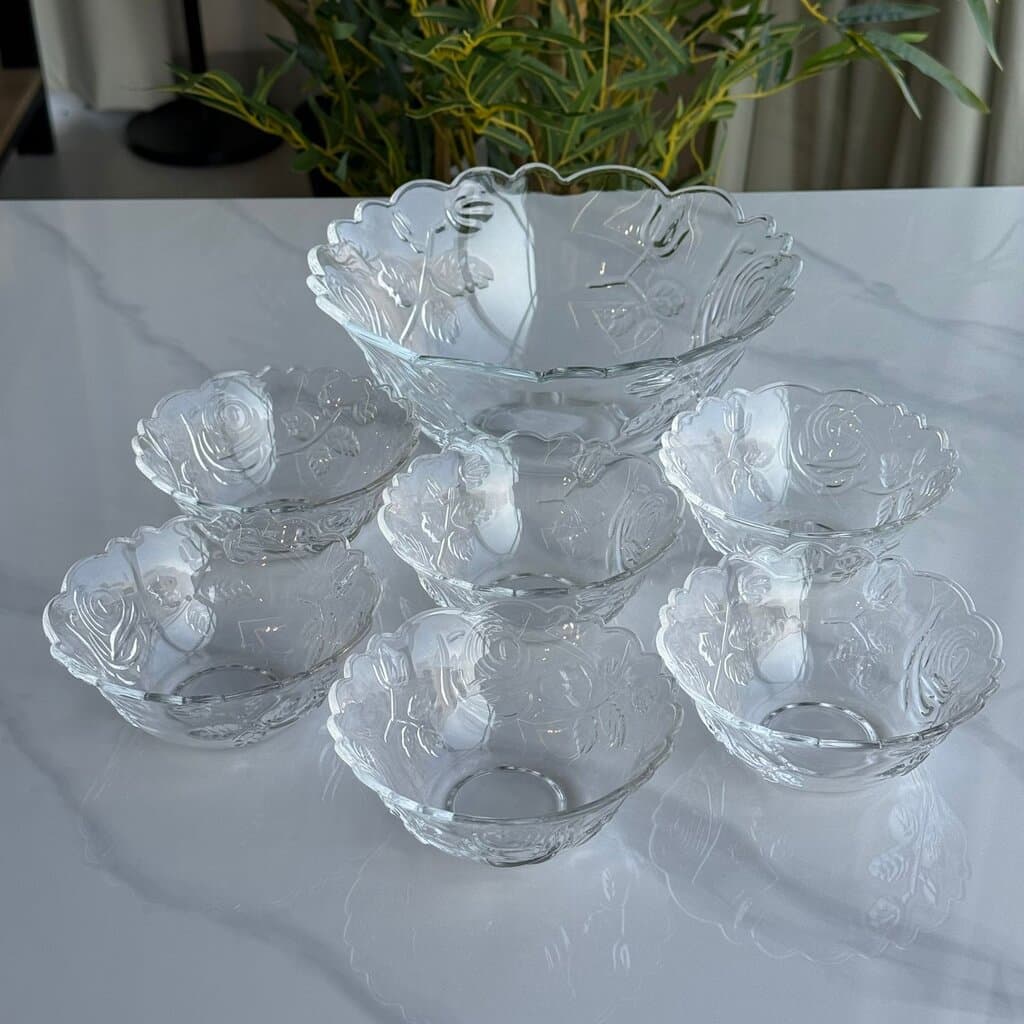 Elegant Glass Dessert & Salad Bowl Set 1