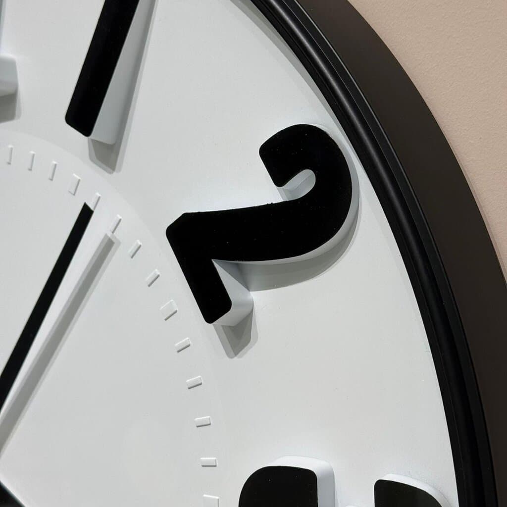 Black & White Round Wall Clock With Large Numbers 3