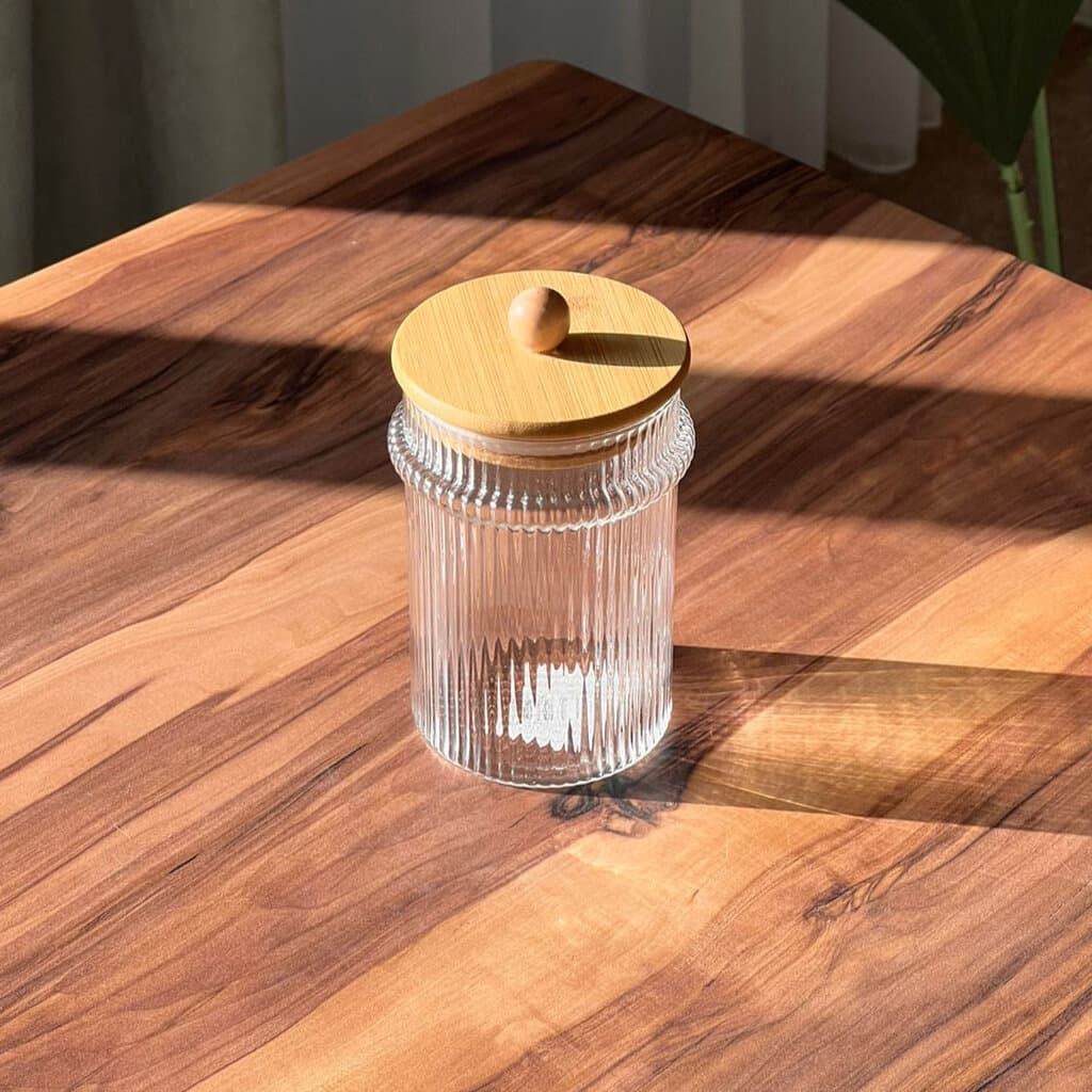 650ml Glass Wooden Lid Storage Jar 1