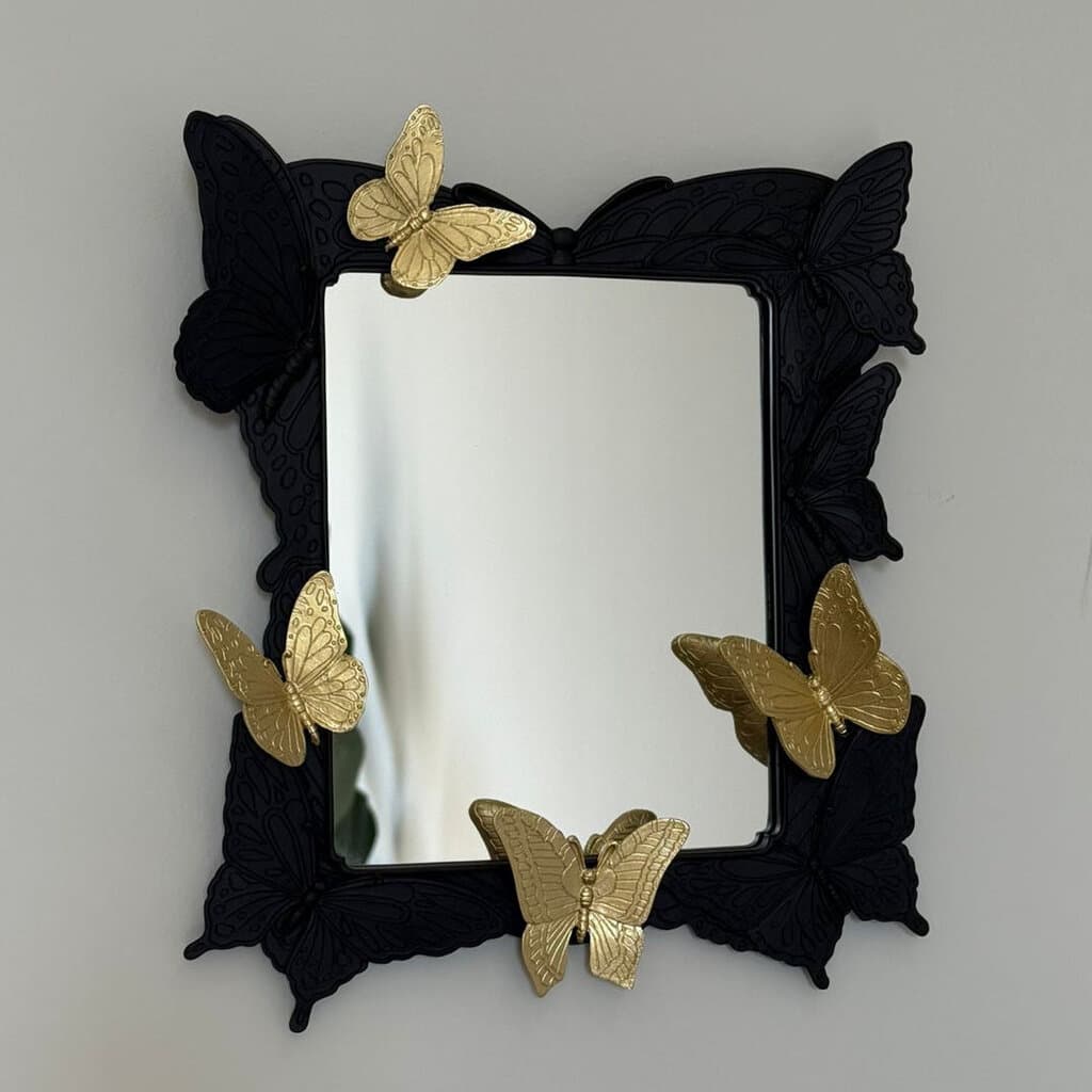 Metal Butterfly Frame Wall Mirror & Decor 1
