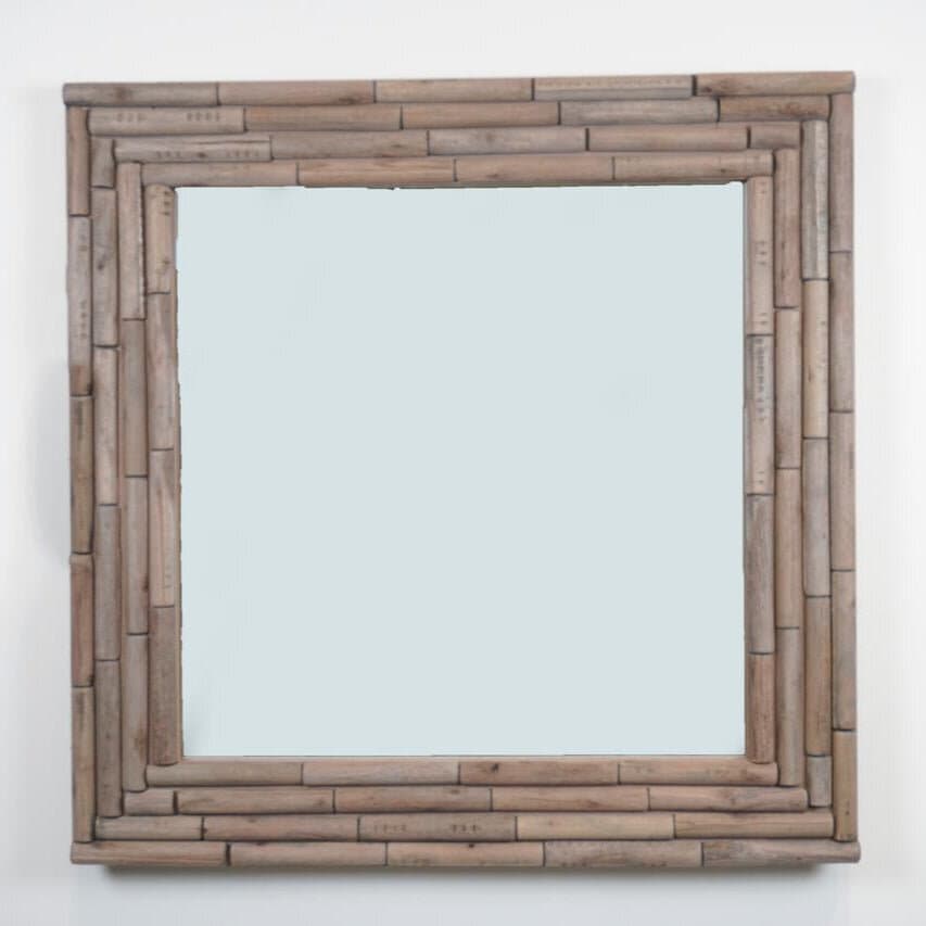 Elegant Natural Wooden Frame Wall Mirror 3