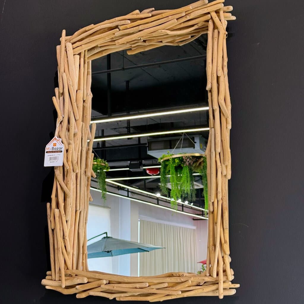 Natural Wood Wall Mounted Mirror 1