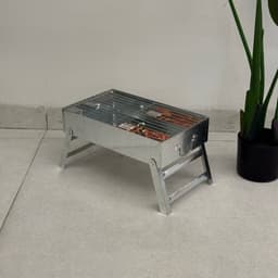 Compact Foldable Barbecue Grill – Silver & Black — photo 1
