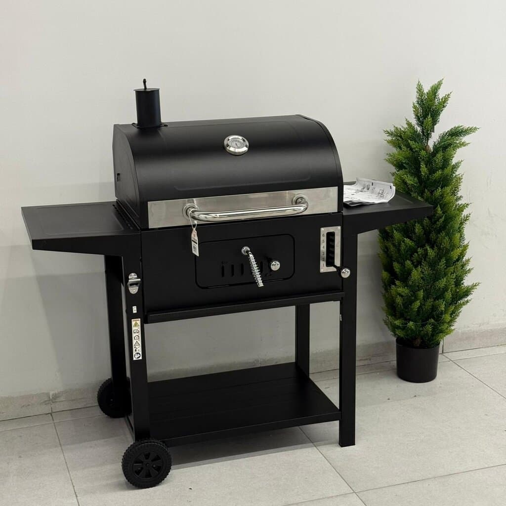 Portable Barbecue Grill with Side & Storage Shelves 1