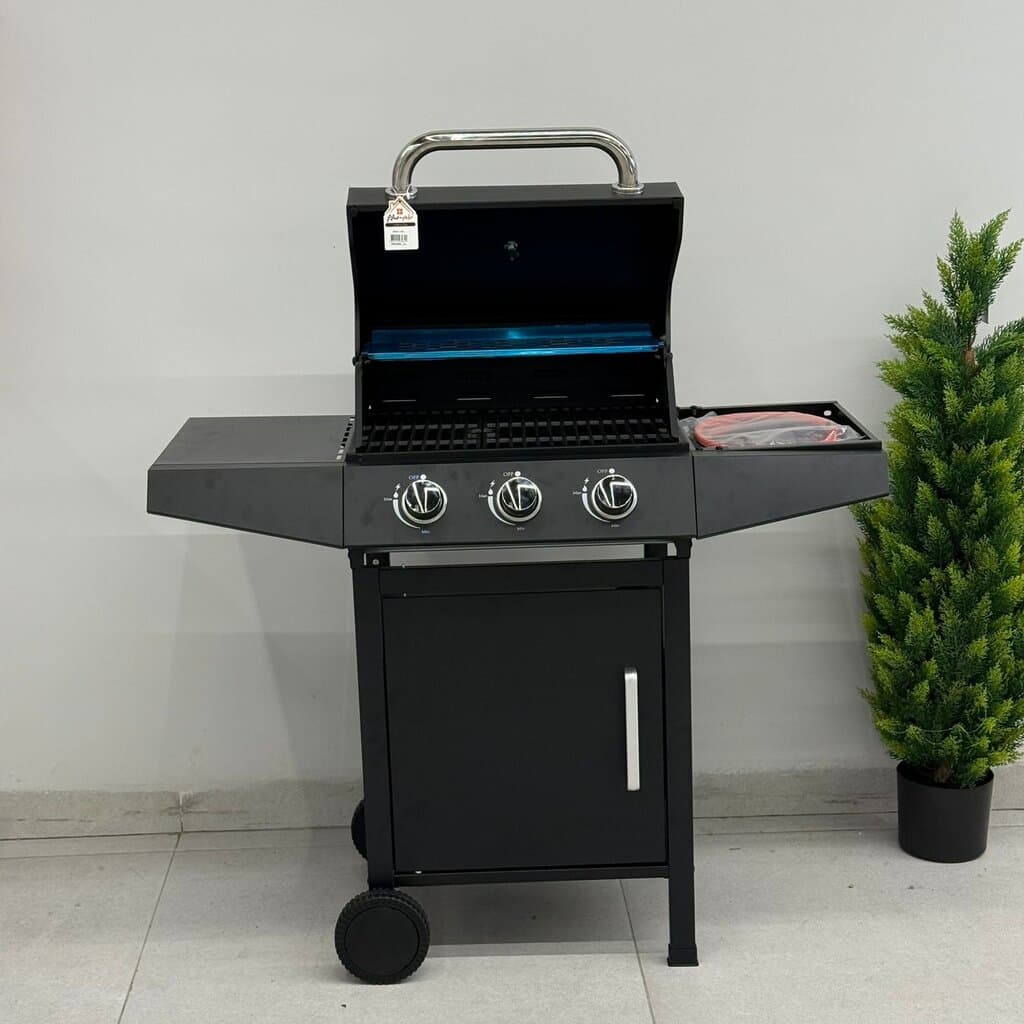 Gas BBQ Grill with Side Shelves & Storage Cabinet 2