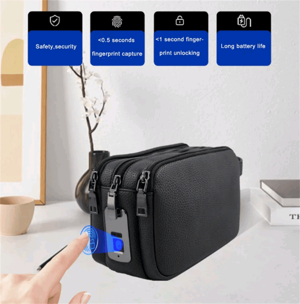 Men's Leather Bag with Fingerprint Lock 5