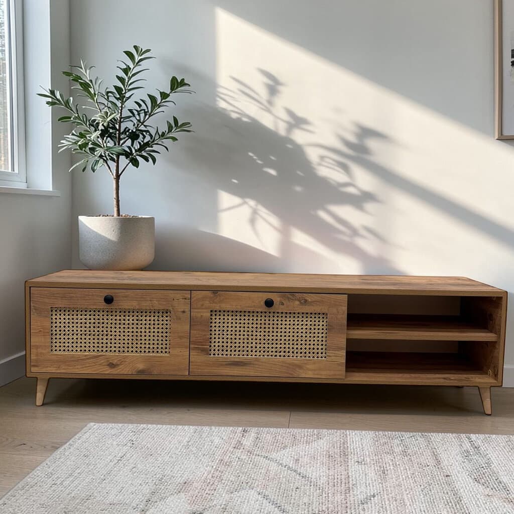 Natural Pattern TV Table with Storage 1