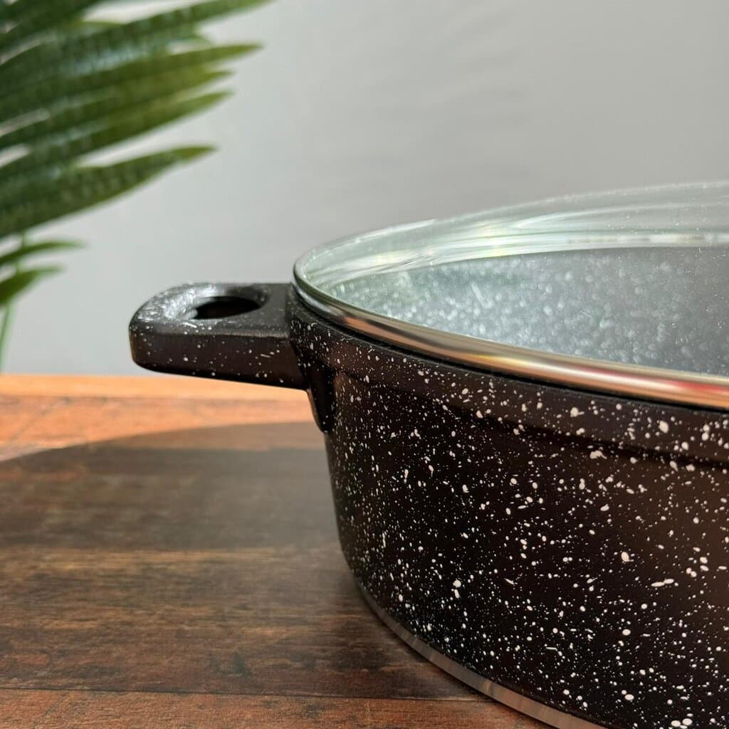 Durable Granite Non-Stick Cooking Pot with Glass Lid & Induction Base 3
