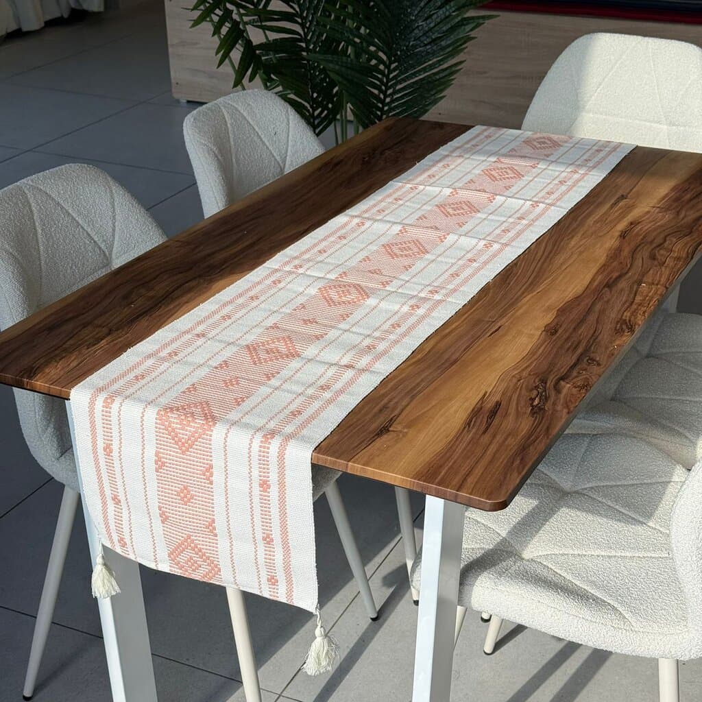 35 × 220 cm Decorative Woven Table Runner with Tassel Detail 6