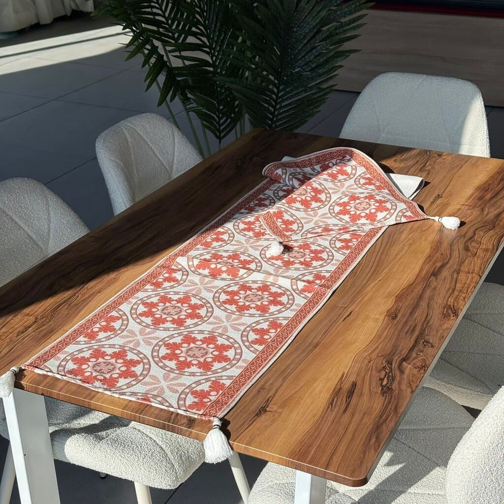 35 × 180 cm Decorative Woven Table Runner with Tassel Detail 6