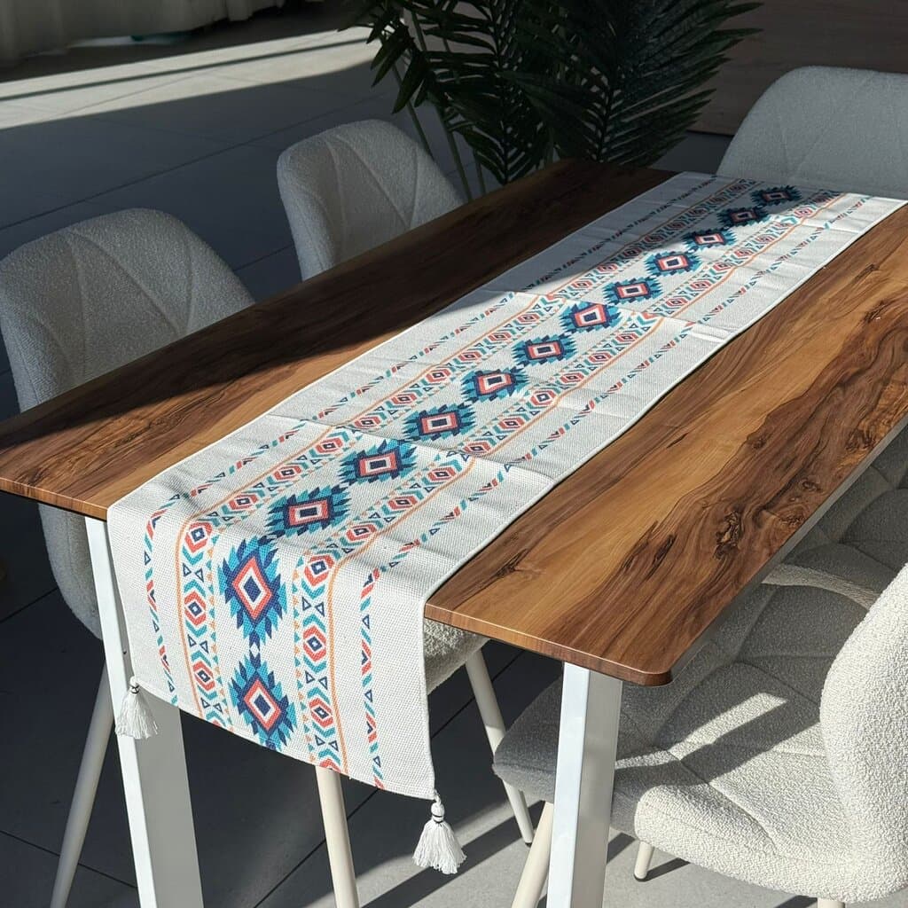 35 × 180 cm Decorative Woven Table Runner with Tassel Detail 11