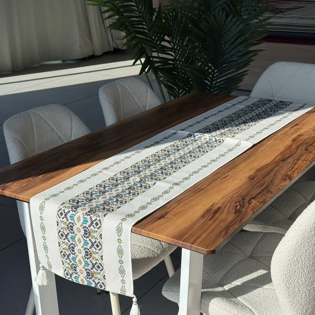 35 × 180 cm Decorative Woven Table Runner with Tassel Detail 18