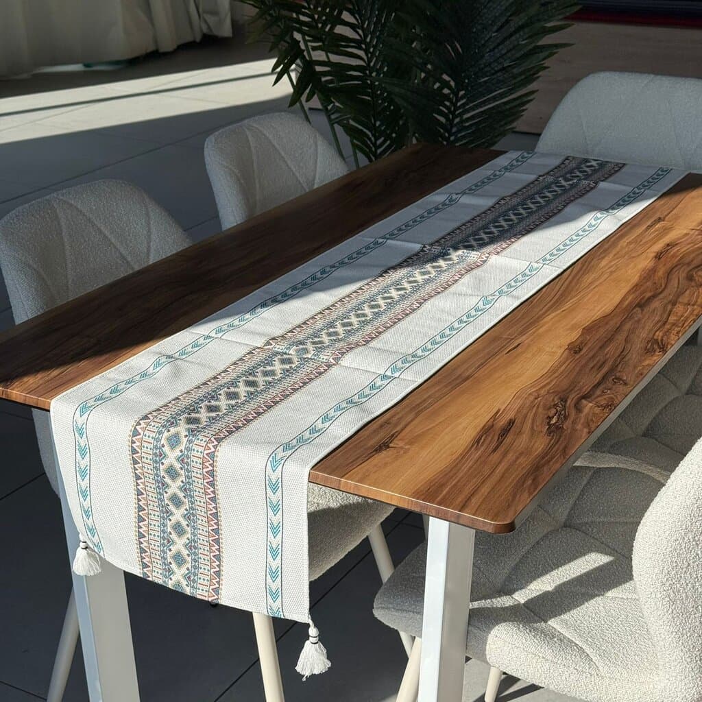 35 × 180 cm Decorative Woven Table Runner with Tassel Detail 24
