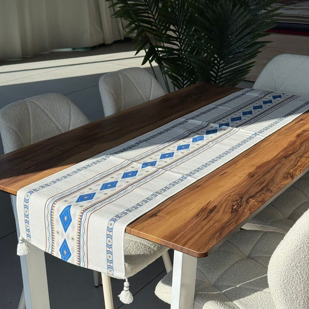 35 × 180 cm Decorative Woven Table Runner with Tassel Detail 28