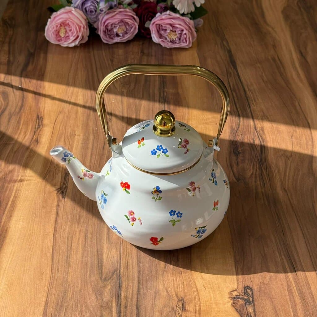 Floral Pattern Enamel Teapot 3